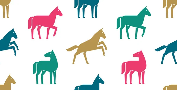 Padrão Sem Costura Com Logotipo Cavalo Isolado Fundo Branco — Vetor de Stock