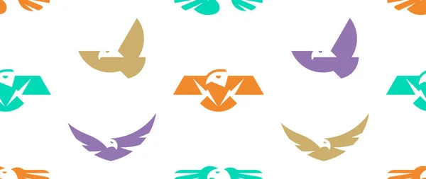 Patrón Sin Costuras Con Logotipo Águila Aislado Sobre Fondo Blanco — Archivo Imágenes Vectoriales