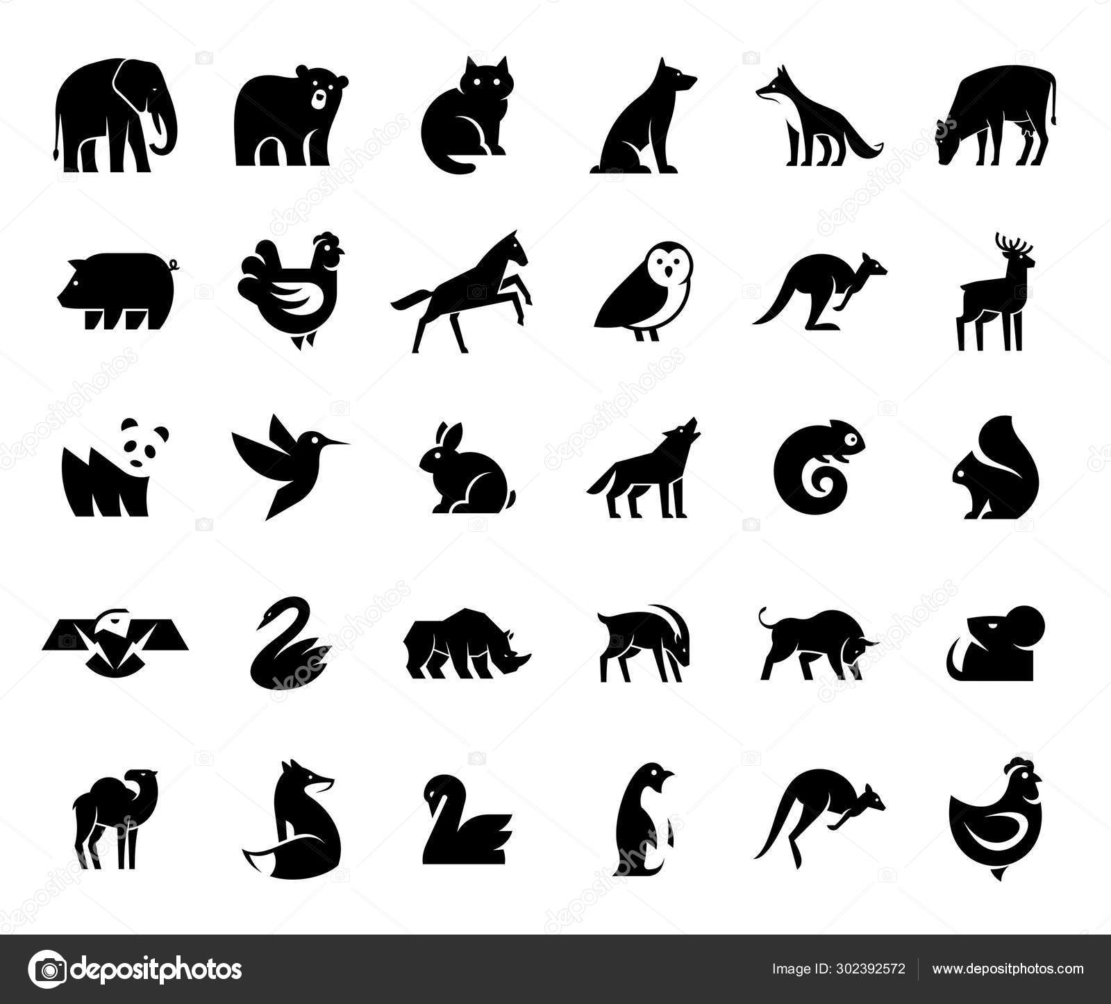 Animals Logos Collection Animal Logo Set Isolated White Background