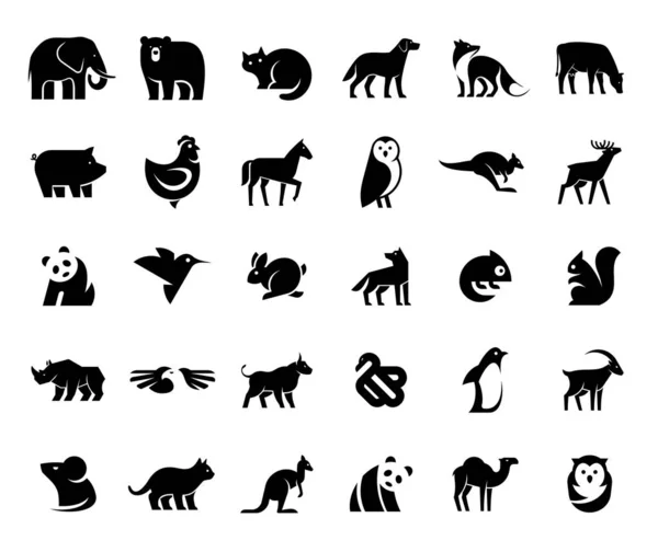 Colección Logos Animales Logotipo Animal Aislado Sobre Fondo Blanco — Archivo Imágenes Vectoriales