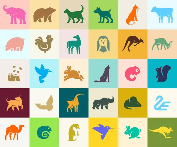 Állatok Logók Gyűjtése Állat Logó Szett — Stock Vector
