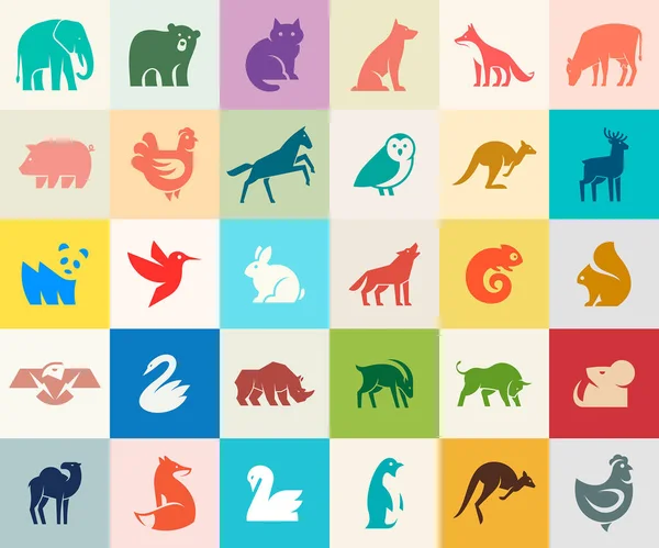 Tierlogos Sammeln Animal Logo Set — Stockvektor