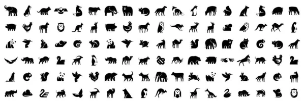 Коллекция Логотипов Животных Набор Логотипов Животных Изолированный Белом Фоне — стоковый вектор