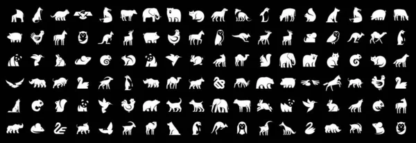 Collection Logos Pour Animaux Ensemble Logo Animal Isolé Sur Fond — Image vectorielle