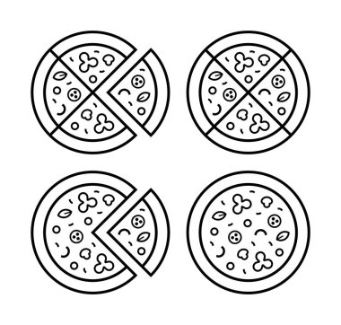 Pizza logosu seti. Simge tasarımı. Şablon ögeleri