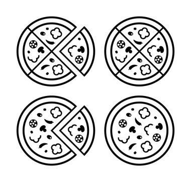 Pizza logosu seti. Simge tasarımı. Şablon ögeleri