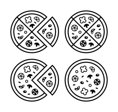 Pizza logosu seti. Simge tasarımı. Şablon ögeleri