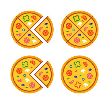 Pizza logosu seti. Simge tasarımı. Şablon ögeleri