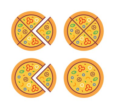 Pizza logosu seti. Simge tasarımı. Şablon ögeleri