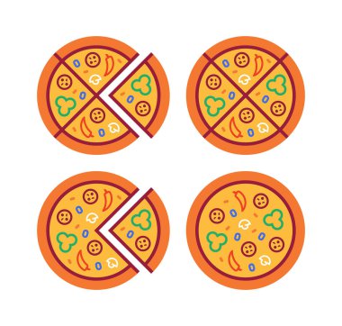 Pizza logosu seti. Simge tasarımı. Şablon ögeleri