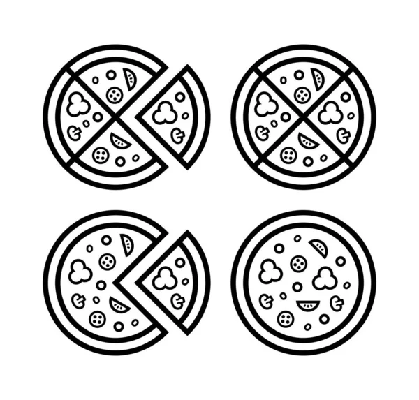Conjunto Logotipo Pizza Design Ícones Elementos Modelo —  Vetores de Stock