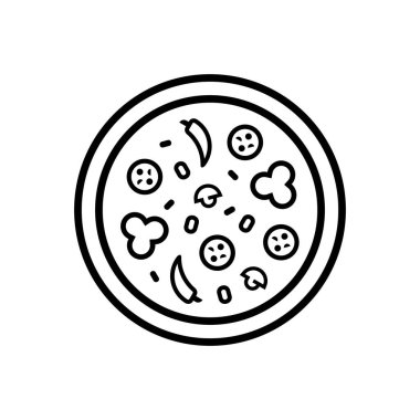 Pizza logosu. Simge tasarımı. Şablon ögeleri