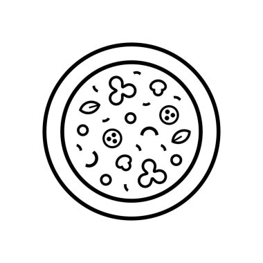 Pizza logosu. Simge tasarımı. Şablon ögeleri