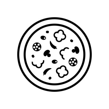 Pizza logosu. Simge tasarımı. Şablon ögeleri