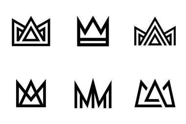 Crown Logo seti. Simge tasarımı. Şablon ögeleri