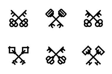 Anahtar logosu seti. Simge tasarımı. Şablon ögeleri