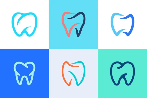Conjunto Logo Dental Diseño Iconos Elementos Plantilla — Vector de stock