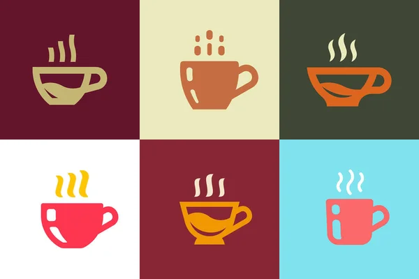 Set Kaffeetasse Logo Vorhanden Symboldesign Vorlagenelemente — Stockvektor