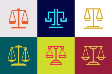 Adalet hukuku logosu. Simge tasarımı. Şablon ögeleri