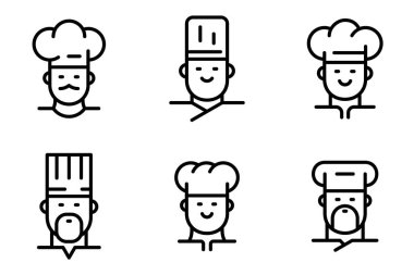 Şef logosu seti. Simge tasarımı. Şablon ögeleri