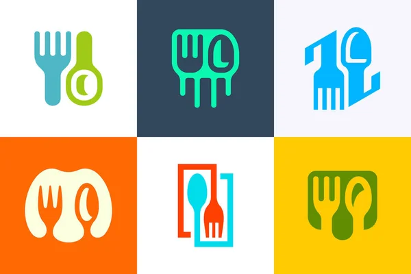 Conjunto Logotipo Alimentos Diseño Iconos Elementos Plantilla — Archivo Imágenes Vectoriales