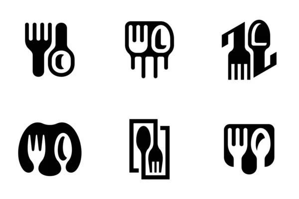 Conjunto Logotipo Comida Design Ícones Elementos Modelo —  Vetores de Stock