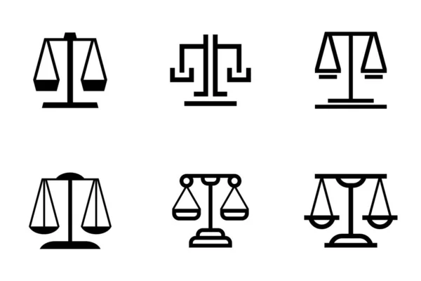Conjunto Logotipo Lei Justiça Design Ícones Elementos Modelo — Vetor de Stock