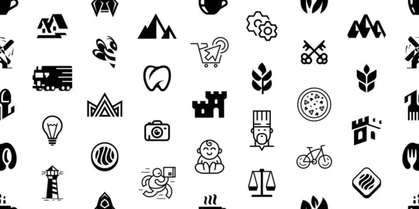 Patrón Sin Costuras Con Logos Logotipos Abstractos Diseño Iconos Elementos — Archivo Imágenes Vectoriales