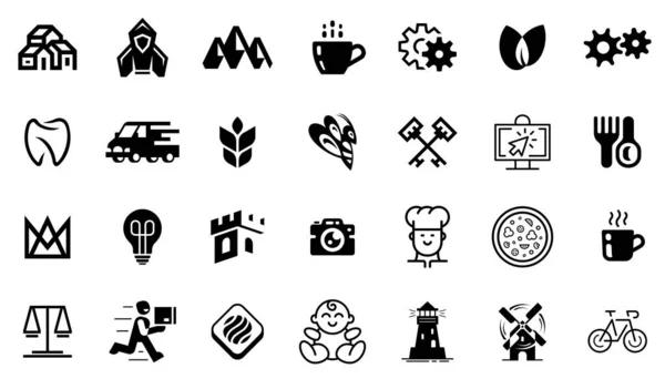 Colección Logotipos Logotipos Abstractos Diseño Iconos Elementos Plantilla — Archivo Imágenes Vectoriales