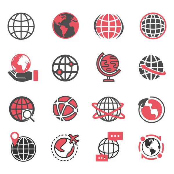 Векторна Ілюстрація Простий Набір Значків Пов Язаних Глобусом Елементи Мобільних Ліцензійні Стокові Вектори