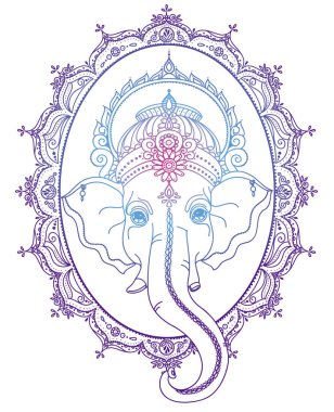 Lord Ganesha ve güzel Hint tarzı çerçeve, kutlama Ganesh Chaturthi için kart olarak kullanılabilir, illüstrasyon vektör