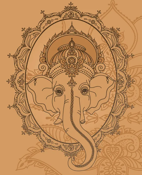 코끼리와 스타일 프레임 Ganesh Chaturthi 카드로 사용할 있습니다 그리고 일러스트 — 스톡 벡터