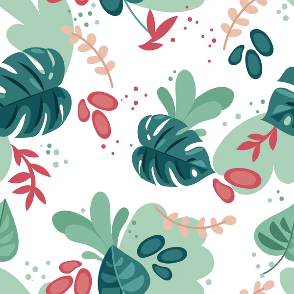 Motif Sans Couture Avec Des Feuilles Monstère Des Plantes Tropicales — Image vectorielle