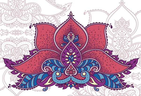 Stylized lotus flower in indian royal style, can be used for tattoo or mehndi, vector illustration