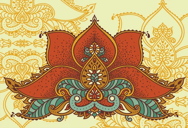 风格的莲花在印度皇家风格 可用于纹身或米哈迪 矢量插图 — 图库矢量图片