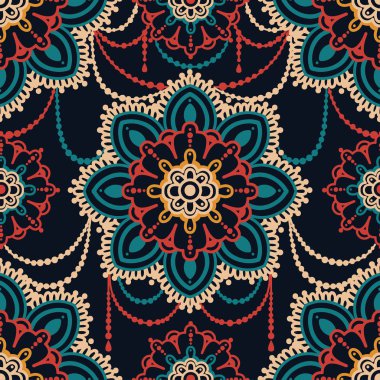 Madala süsleme, Hint tarzı, ile Seamless modeli takı, vektör çizim stilize