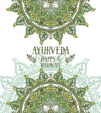 Hint mandala süslemeli ayurveda için poster-ebilmek var olmak kullanılmış için yoga merkezine veya Hint hoş geldiniz başlık sayfası, vektör çizim olarak