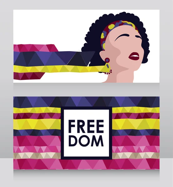 Bannery Wolność African American Kobieta Tło Geometrycznych Ilustracji Wektorowych — Wektor stockowy