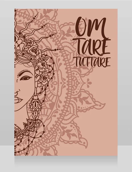 Poster Buddhist Mantra Tare Tuttare Beautiful Female Goddess Tara Can — Stock Vector