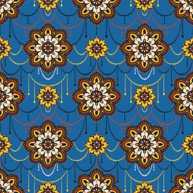 Madala süsleme ve stilize takı, Hint tarzı, vektör çizim ile Seamless modeli