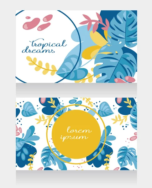 Dos Banners Con Diseño Tropical Pueden Utilizar Como Invitación Fiesta — Vector de stock
