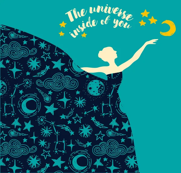 Ballerina Starry Dress Universe You Poster Can Used Banner Ballet — Stock Vector