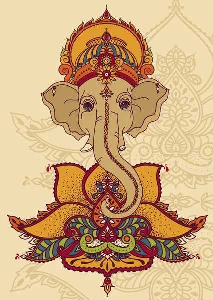 Ganesha Señor Flor Loto Puede Utilizar Como Tarjeta Para Celebración — Vector de stock