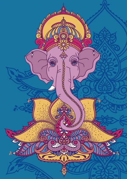 Lord Ganesha ve lotus çiçeği, kutlama Ganesh Chaturthi, vektör çizim için kart olarak kullanılabilir