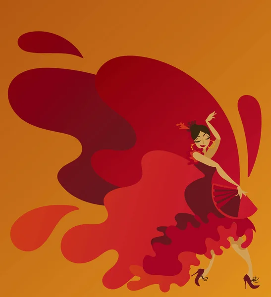 Bailarina Flamenca Estilo Caricatura Ilustración Vectorial — Vector de stock
