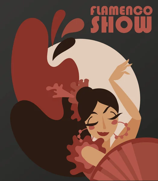 Póster Para Espectáculo Flamenco Bailarina Gitana Dibujos Animados Ilustración Vectorial — Vector de stock