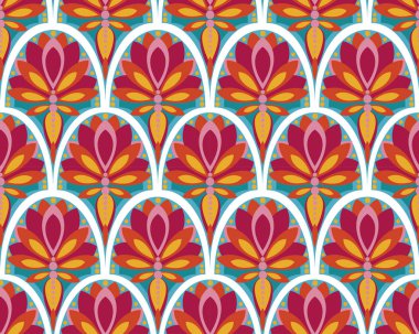 renkli rozetler ile kesintisiz arka planlar, etnik karnaval, vektör illüstrasyon için kullanılabilir