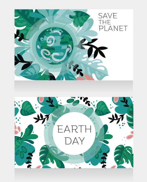 Zwei Banner Für Den Earth Day Können Als Karten Für — Stockvektor