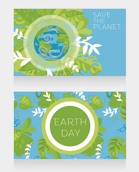 Zwei Banner Für Den Earth Day Können Als Karten Für — Stockvektor