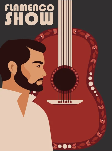 Poszter Flamenco Show Hagyományos Cigány Ember Gitár Vektoros Illusztráció — Stock Vector